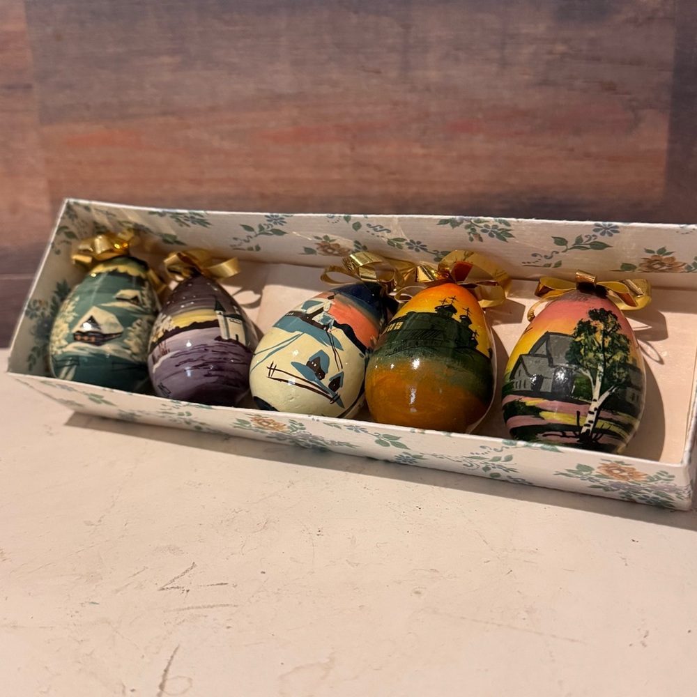 Vintage Hand Painted Eggs - Easter Egg Ornaments - Egg Ornaments  Russian ?